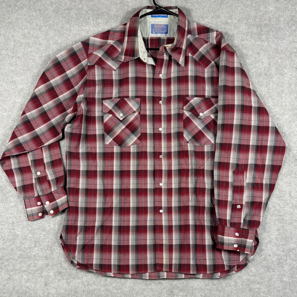 Ventage Pendleton‎ Sir Pendleton Western Shirt Pearl Snap Wool XL Red Black USA